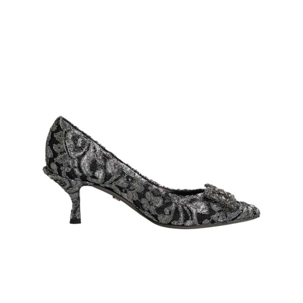 Dolce & Gabbana Silver Lace DG Amore Heels Pumps Women's Shoes